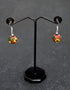 Single Blue Pottery Bead Earrings (Red & Yellow)